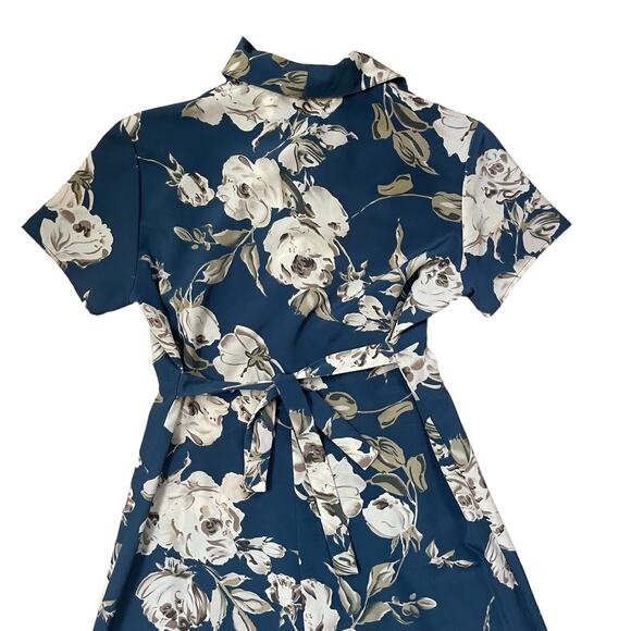 Knapp Studio 90s Maxi Short Sleeve Floral Button Up Dress Tie Back Size Small - Picture 4 of 7